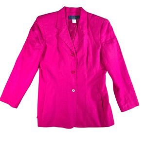 Norton McNaughton Petite Pink Linen‎ Blend Blazer Jacket 8P Fuchsia